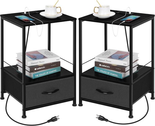 Set nightstand w charging - 2, w/charging
